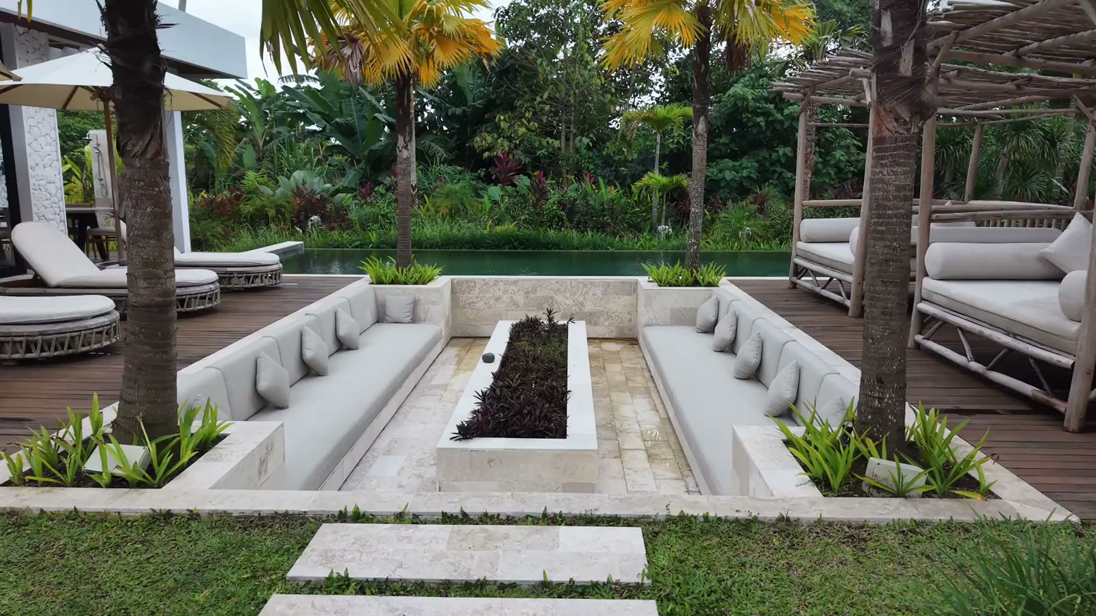 Seating over the water at the private jungle villa